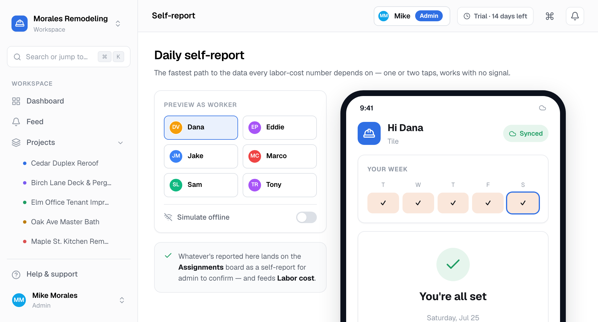 Mobile self-report